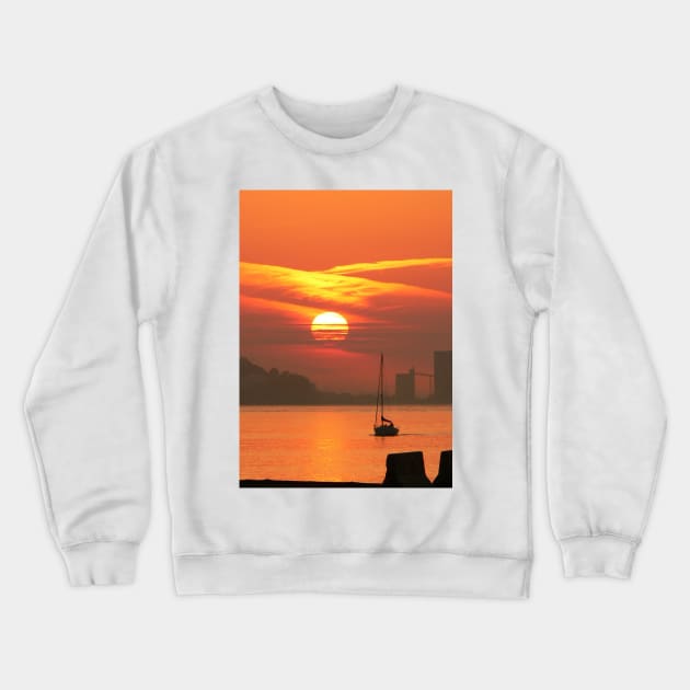 Sunset. Rio Tejo. Lisboa Crewneck Sweatshirt by terezadelpilar